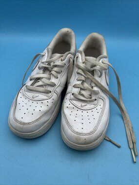 Kids Nike Air Force 1 LE White Sneaker Shoes Size 1Y DH2925-111 Used